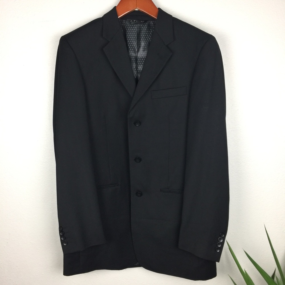 JF J. Ferrari Men’s Black Suit Coat 40L
